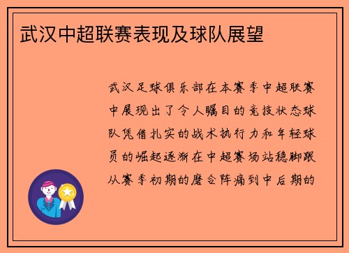 武汉中超联赛表现及球队展望